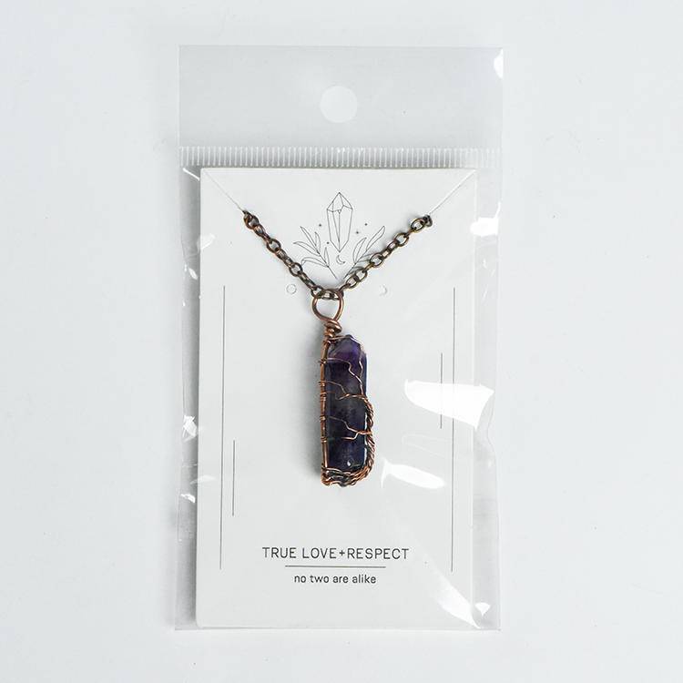 Hexagonal prism double-pointed pendant(purple)